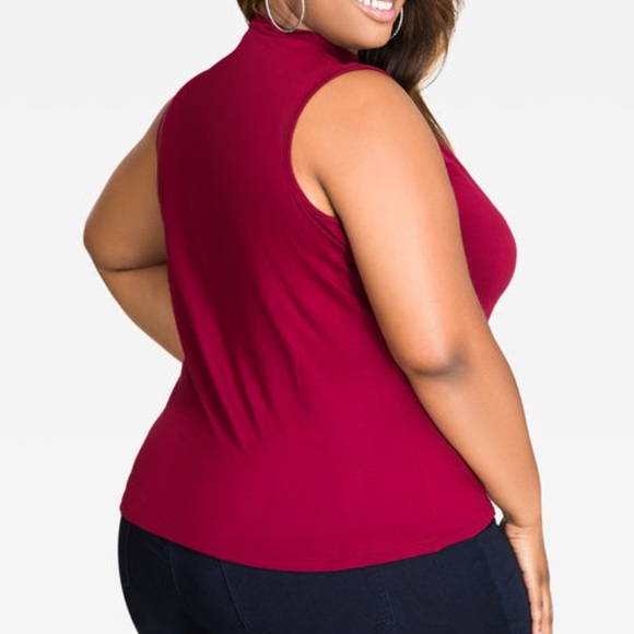 Ashley Stewart Tops - ASHLEY STEWART Sleeveless Lace-Up Mockneck Top